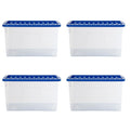 Pack of 4 - Large 60lt Crystal Boxes with Coloured Lids Wham Storage