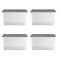 Pack of 4 - Large 60lt Crystal Boxes with Coloured Lids Wham Storage