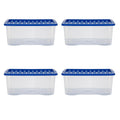 Pack of 4 - Large 45lt Crystal Boxes with Coloured Lids Wham Storage
