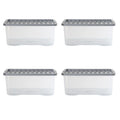 Pack of 4 - Large 45lt Crystal Boxes with Coloured Lids Wham Storage