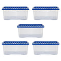 Pack of 5 - Large 45lt Crystal Boxes with Coloured Lids Wham Storage