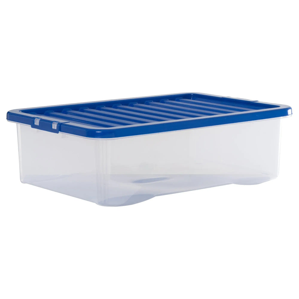 Pack of 4 - Large 32lt Crystal Boxes with Coloured Lids Wham Storage