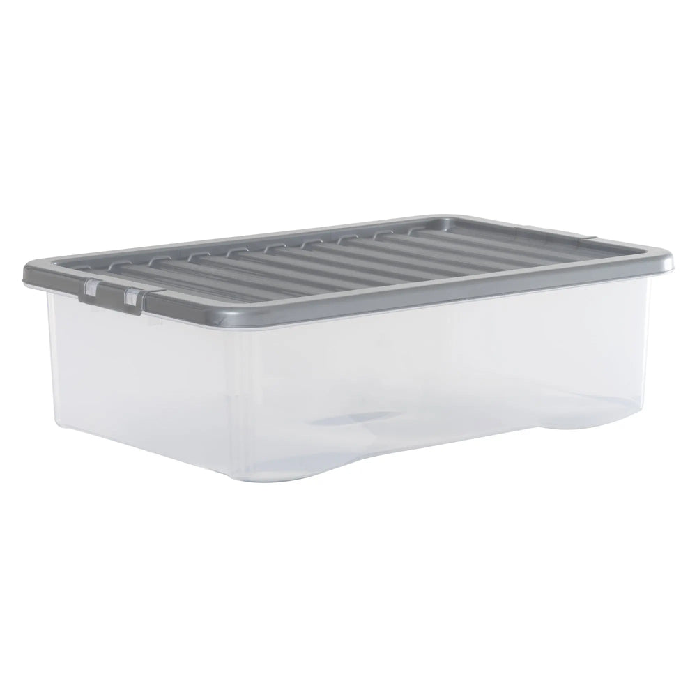 Pack of 4 - Large 32lt Crystal Boxes with Coloured Lids Wham Storage