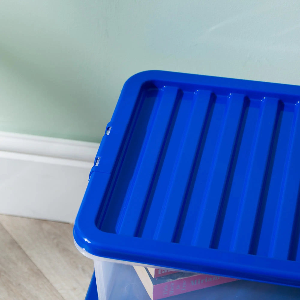 Pack of 5 - Large 32lt Crystal Boxes with Coloured Lids Wham Storage