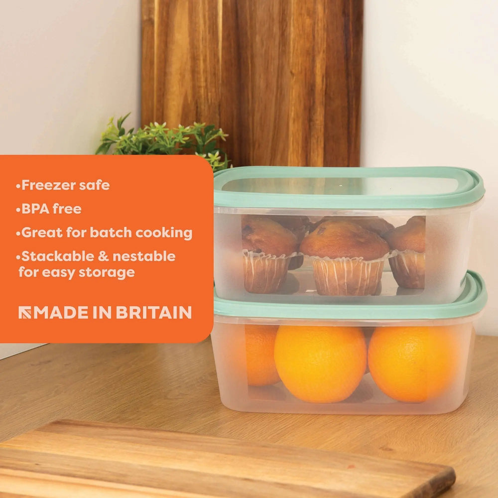Set of 2 Everyday 3 Litre Plastic Food Boxes with Lids Wham Storage