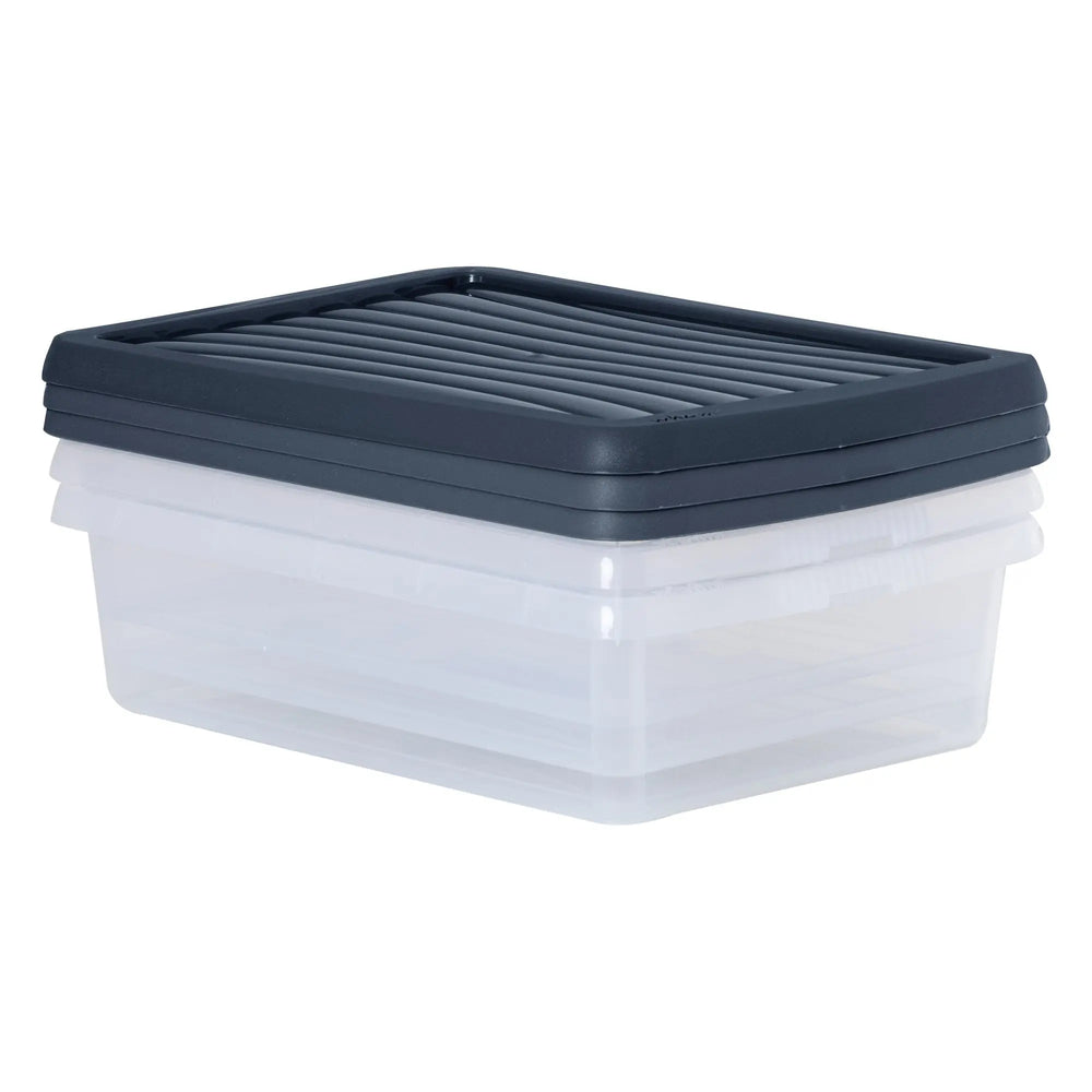 Set of 3 Wham Box 8 Litre Plastic Storage Box with Lid Wham Storage