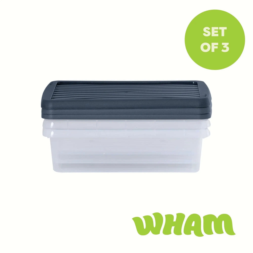 Set of 3 Wham Box 8 Litre Plastic Storage Box with Lid Wham Storage
