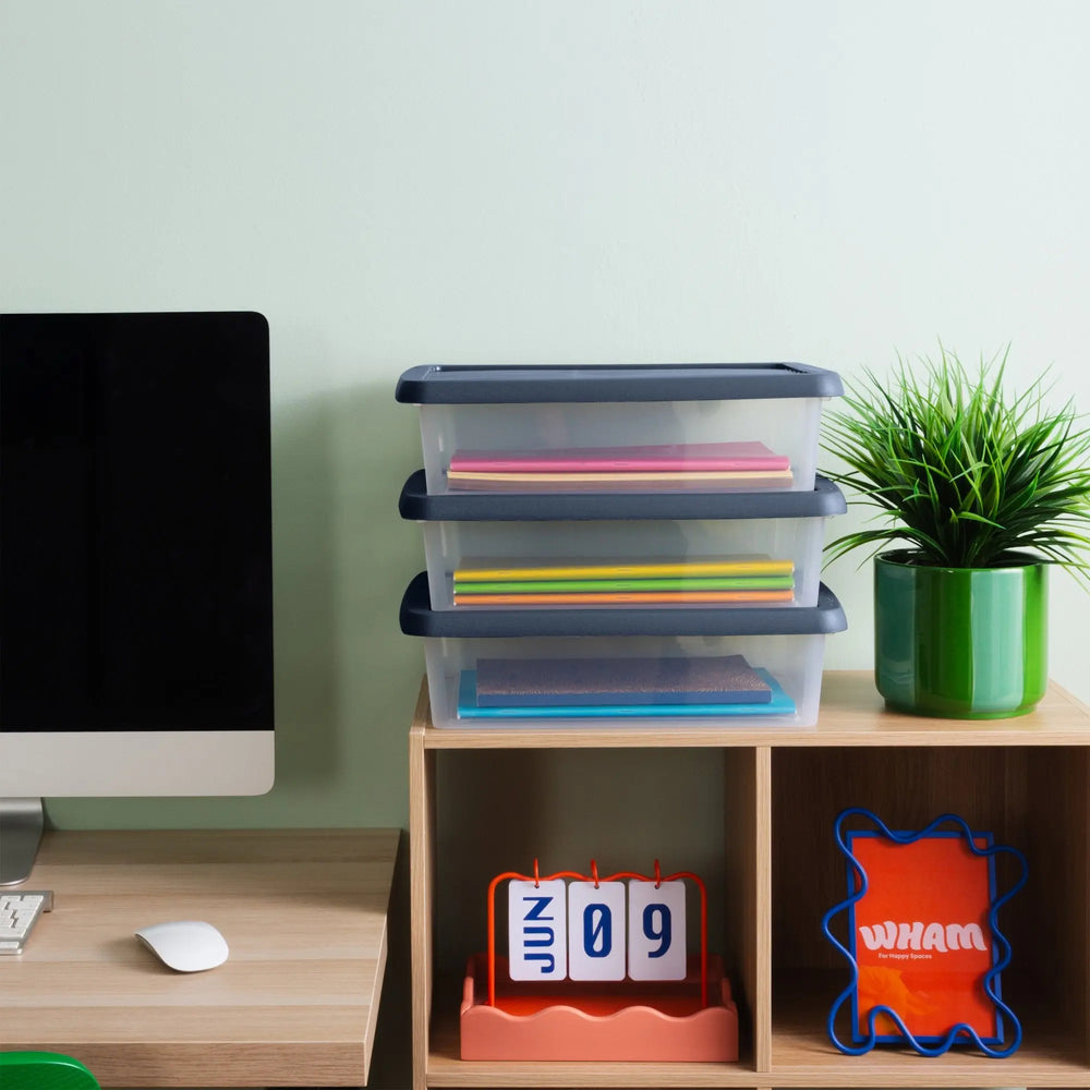 Set of 3 Wham Box 8 Litre Plastic Storage Box with Lid Wham Storage