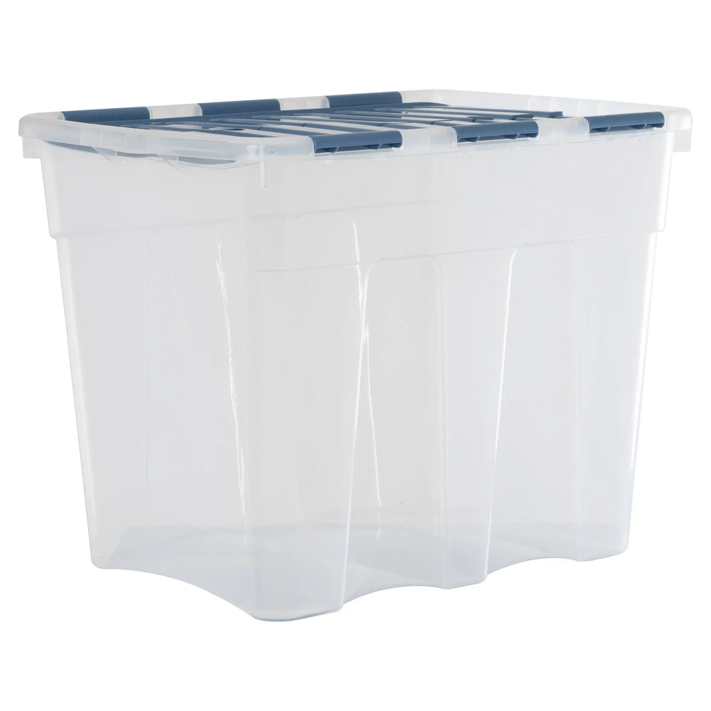 Pack of 2 - 80 Litre Attached Croc Lid Plastic Storage Boxes Wham Storage