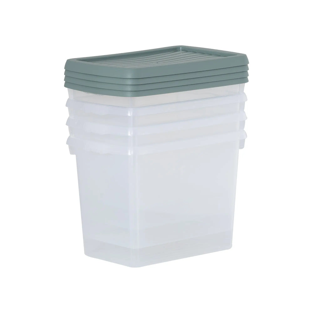 Set of 4 - 6.7 Litre Wham Plastic Storage Boxes with Coloured Lids Wham Storage