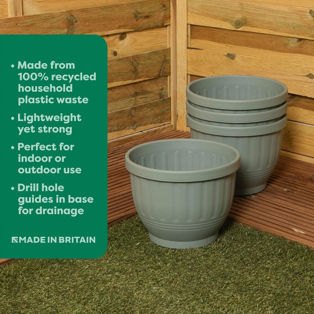 Pack of 4 - Etruscan 25cm Round Plastic Planter Wham Storage