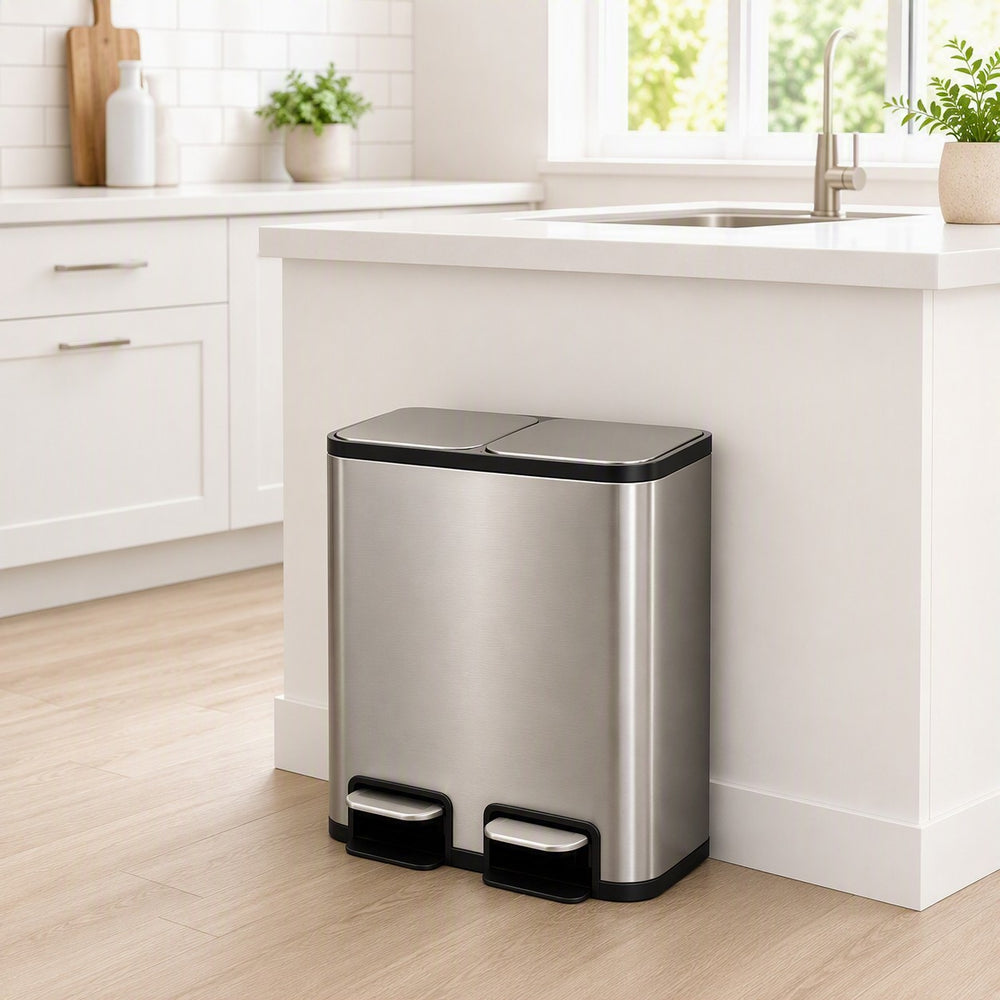 40L Double Pedal Recycling Bin (2 x 20L) Titanium