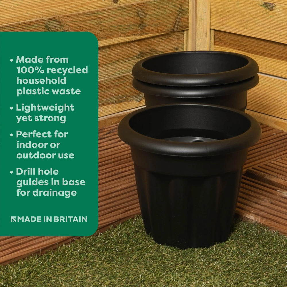25cm Vista Extra Small Round Plastic Plant Pot Wham Storage
