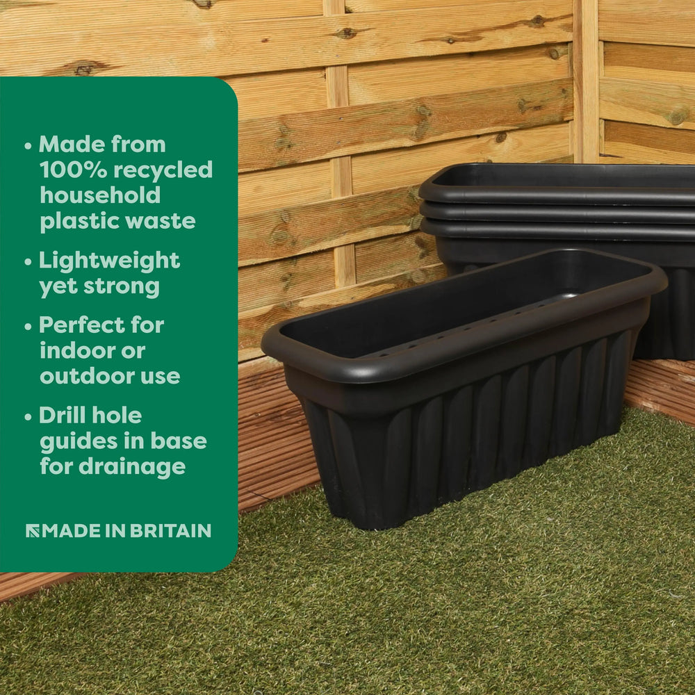 Pack of 2- 60cm Vista Rectangular Plastic Trough Planter Wham Storage