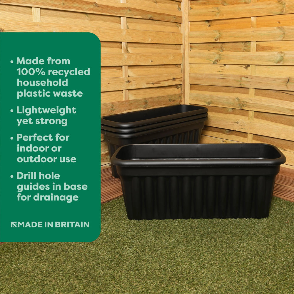 Pack of 2- 80cm Vista Extra Large Long Rectangular Plastic Trough Planter Wham Storage