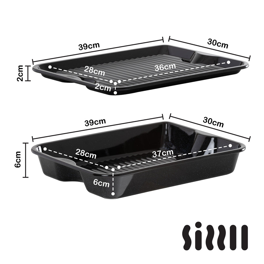 PFAS Free Sizzll Enamel Tray & Roasting Tin Bundle Plastic Box Shop