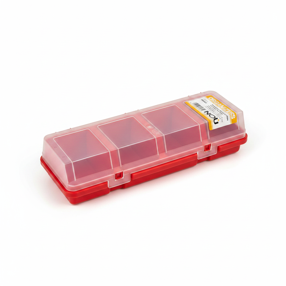 31.5cm Slim 4-Compartment Organiser, Black / Clear Wham