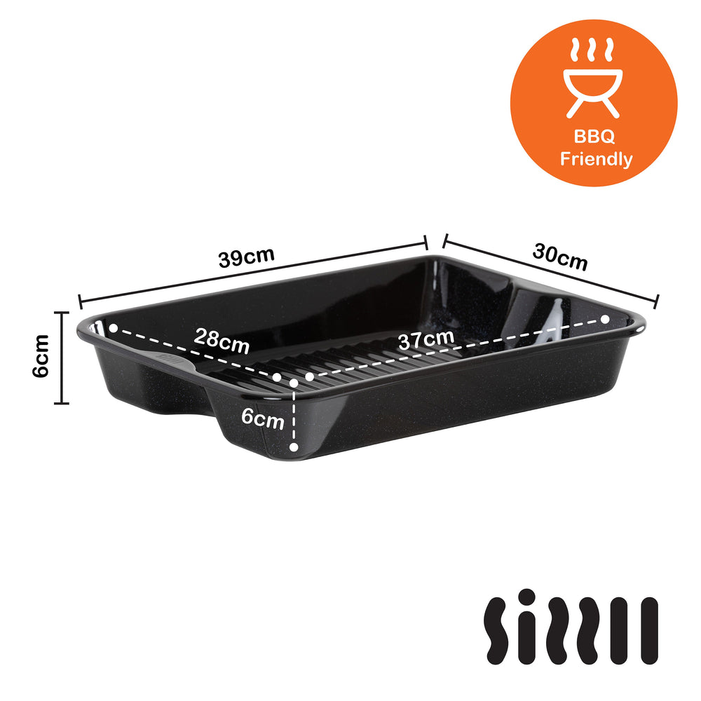Sizzll Griddll 39cm Enamel Roasting Tin Sizzll
