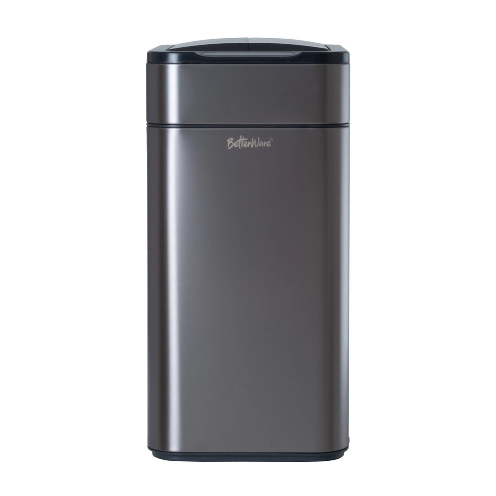 50L titanium stainless-steel touchless sensor bin with double-opening wing lid