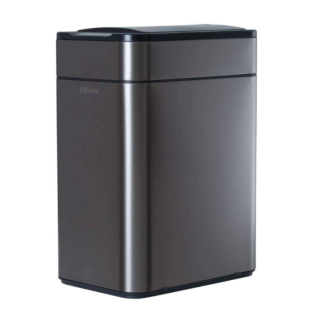 50L titanium stainless-steel touchless sensor bin with double-opening wing lid