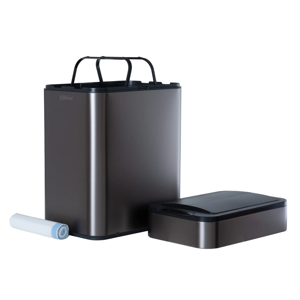 50L titanium stainless-steel touchless sensor bin with double-opening wing lid