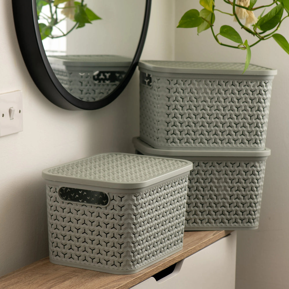 Medium Urban Store Plastic Storage Basket with Lid Strata