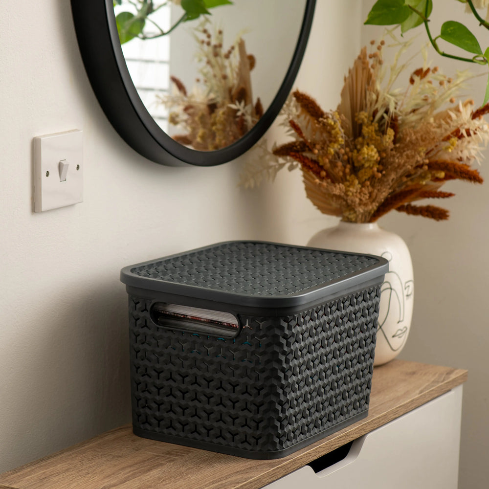 Medium Urban Store Plastic Storage Basket with Lid Strata