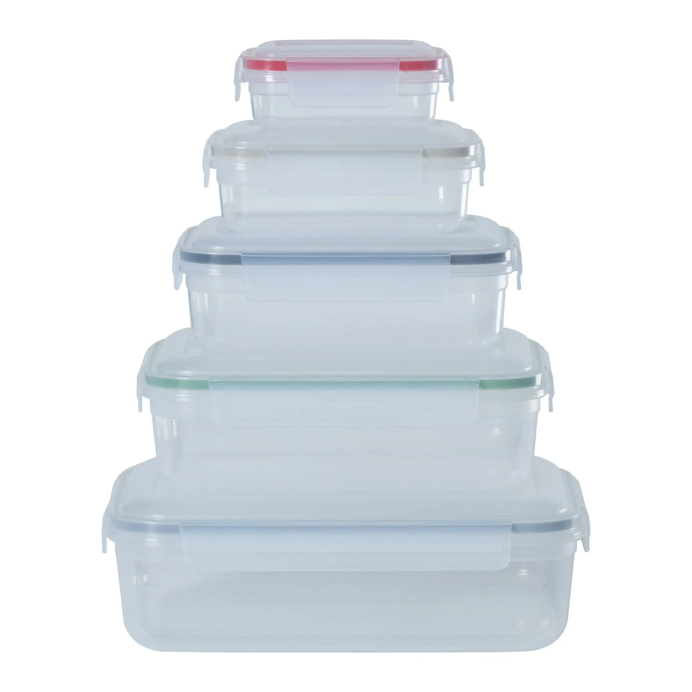 Set of 5 - Hobby Life Rectangular Shallow Clip Airtight Food Containers