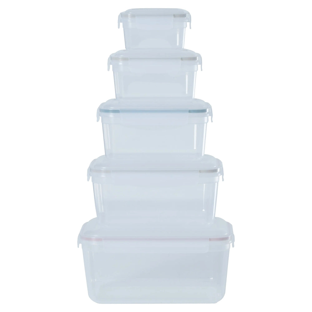 Set of 5 - Hobby Life Rectangular Clip Airtight Food Containers