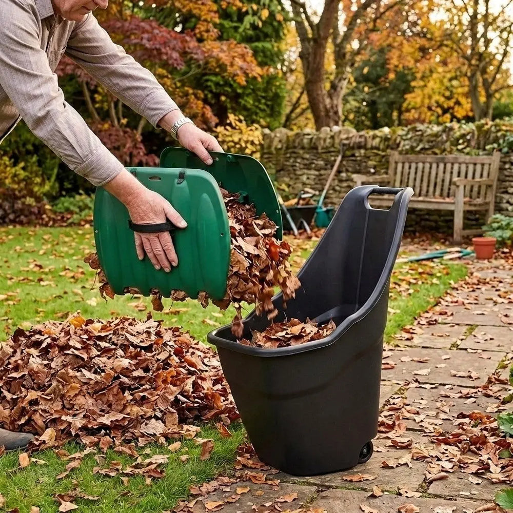 Garden Rolling Cart and Leaf Grabber Set