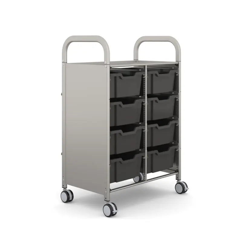 Callero Plus Double Column Silver Trolley with 8 Deep Trays Gratnells