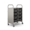 Callero Plus Double Column Silver Trolley with 8 Deep Trays Gratnells