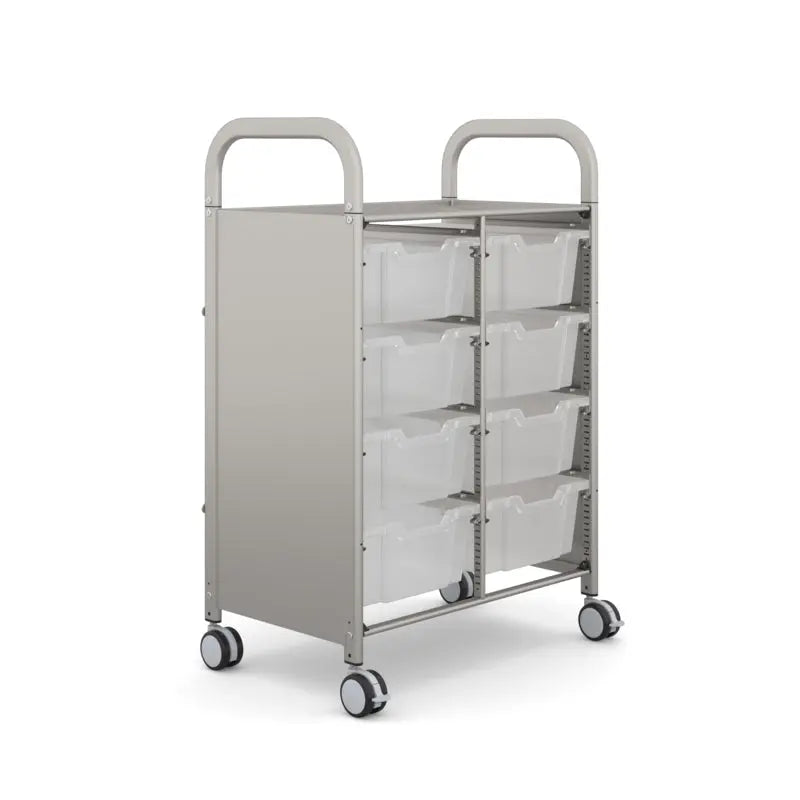 Callero Plus Double Column Silver Trolley with 8 Deep Trays Gratnells