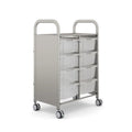 Callero Plus Double Column Silver Trolley with 8 Deep Trays Gratnells
