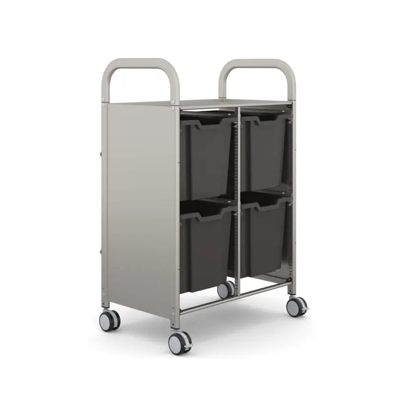 Callero Plus Double Column Silver Trolley with 4 Jumbo Trays Gratnells