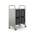 Callero Plus Double Column Silver Trolley with 4 Jumbo Trays Gratnells