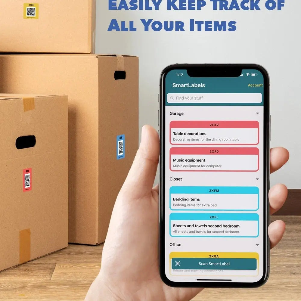 QR Smart Labels -  48 Storage Box Stickers QR Smart Labels