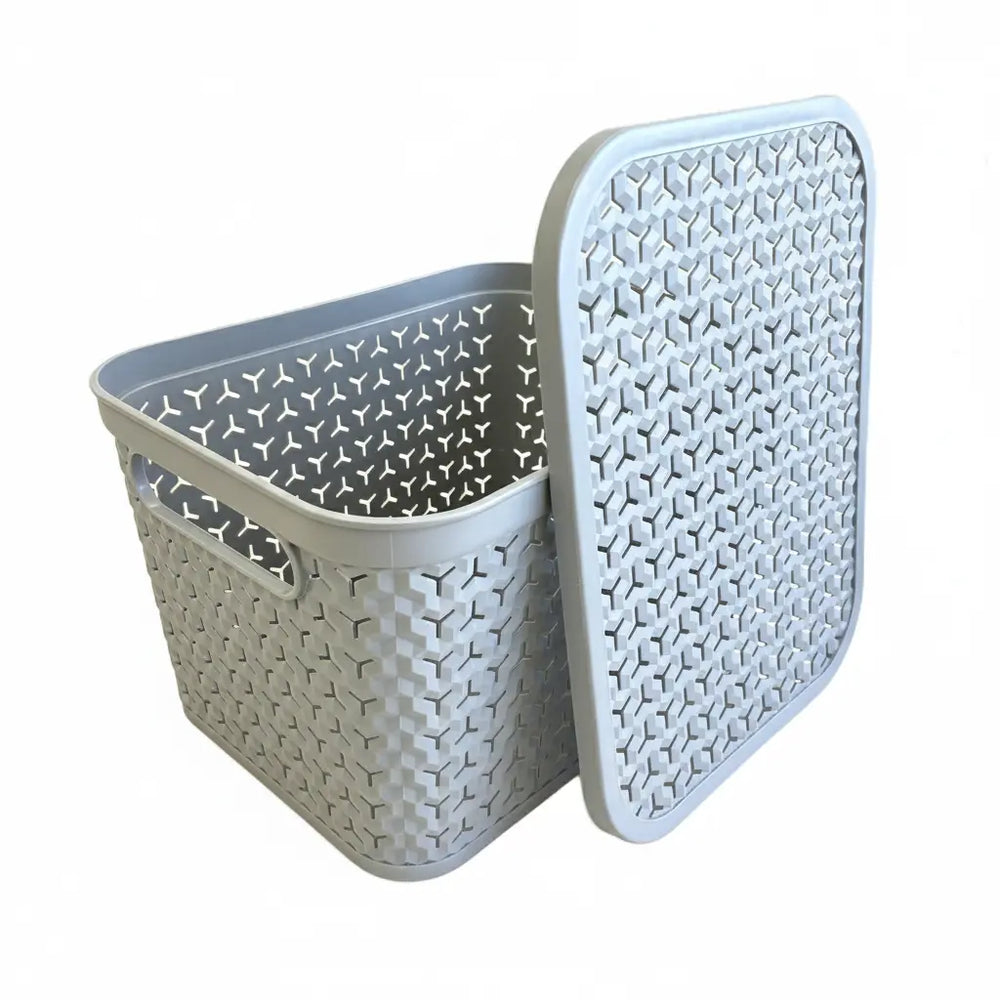 Medium Urban Store Plastic Storage Basket with Lid Strata