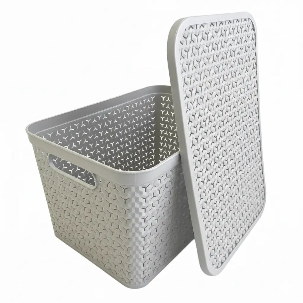 Large Urban Store Plastic Storage Basket with Lid Strata